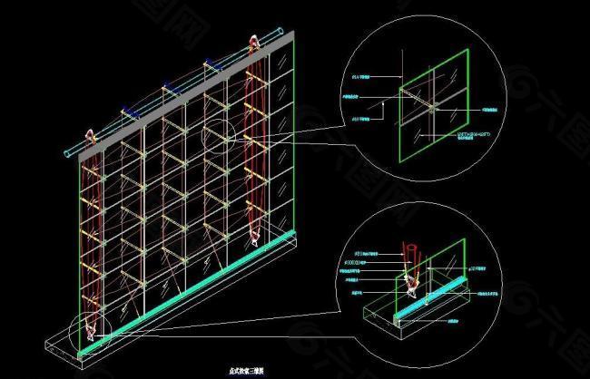 幕墙点式拉索三维图图片