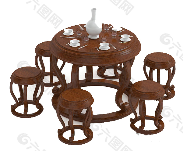 餐桌椅组合模型