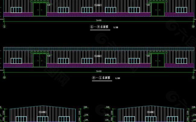 56×19米钢构厂房 立面图片