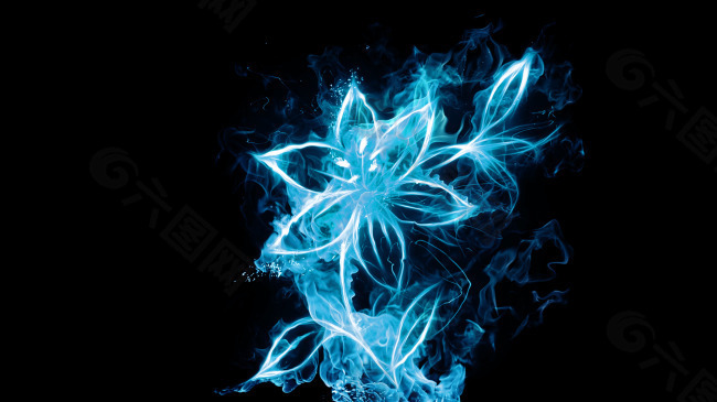 蓝色火焰花瓣图片素材