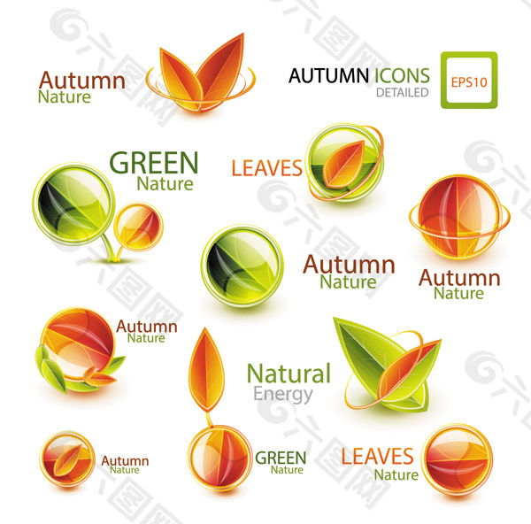 秋季自然主题图标设计素材