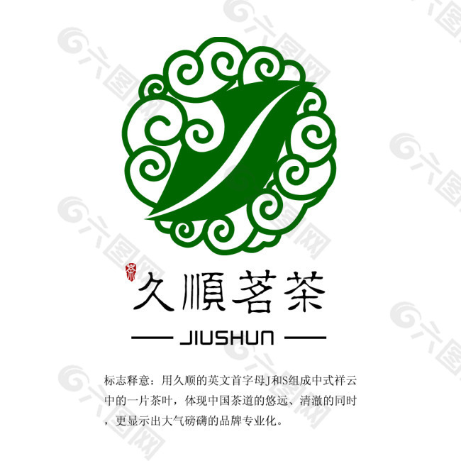清新大气久顺茗茶叶标识logo