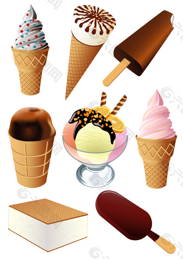 美味冰淇淋雪糕矢量图