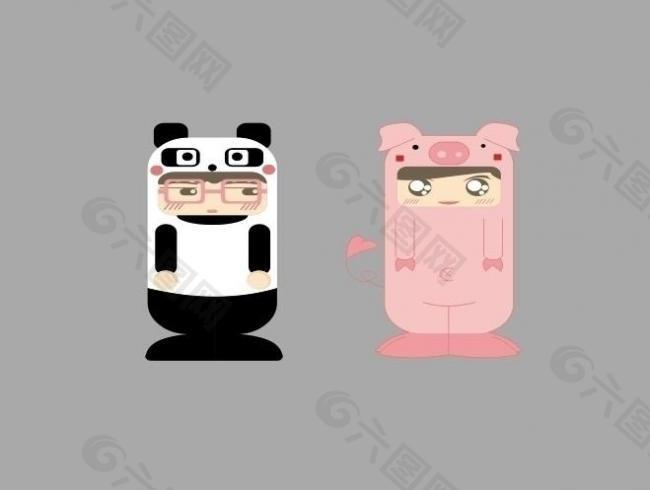 熊猫与猪猪图片