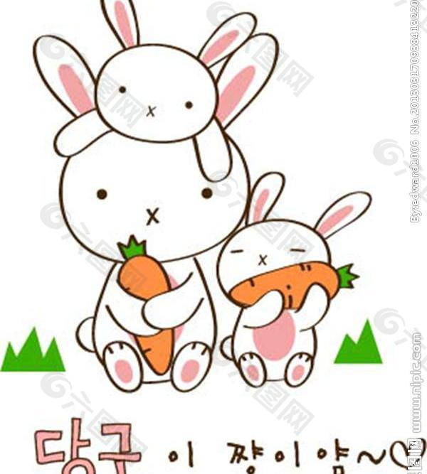 小兔子吃萝卜图片