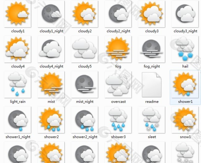 手机app各天气图标