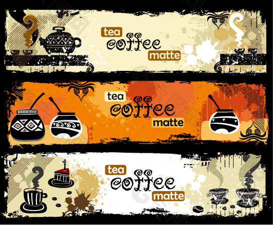 茶和咖啡主题banner矢量素材