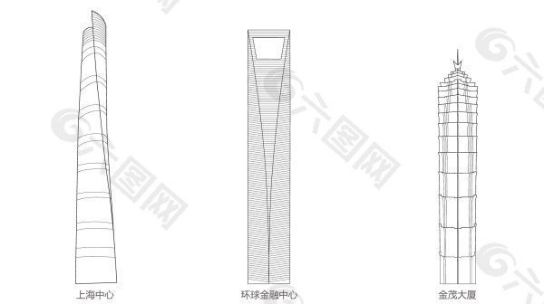 上海三大高楼矢量稿