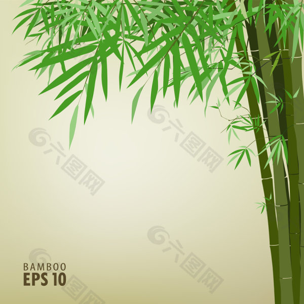 绿竹背景文本模板矢量素材-2