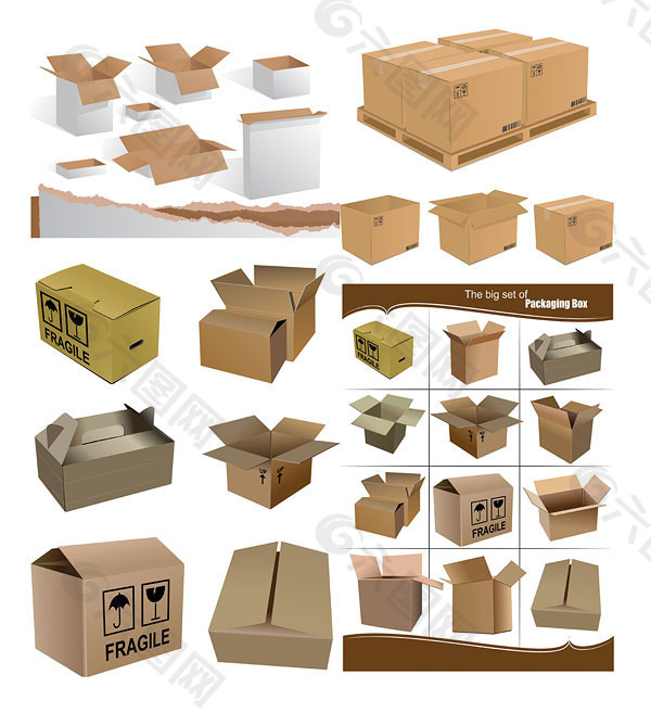 纸箱纸盒矢量素材