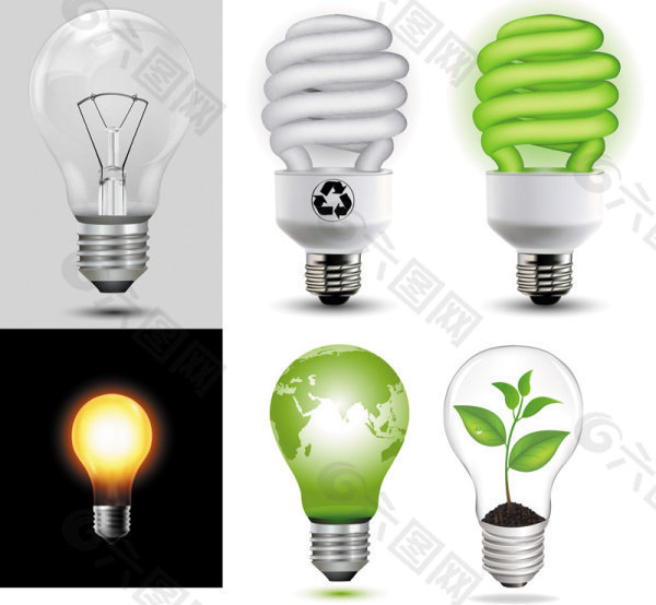 环保主题创意灯泡——矢量素材