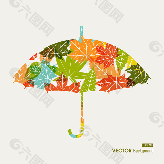 色彩雨伞矢量素材-2