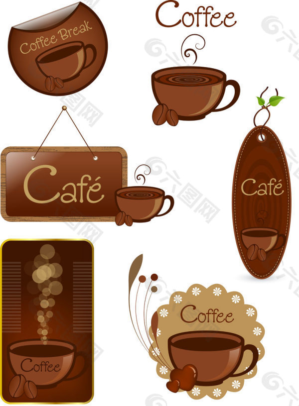 咖啡标签与挂牌——矢量素材