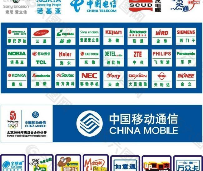 手机品牌与中国移动通信标志图片