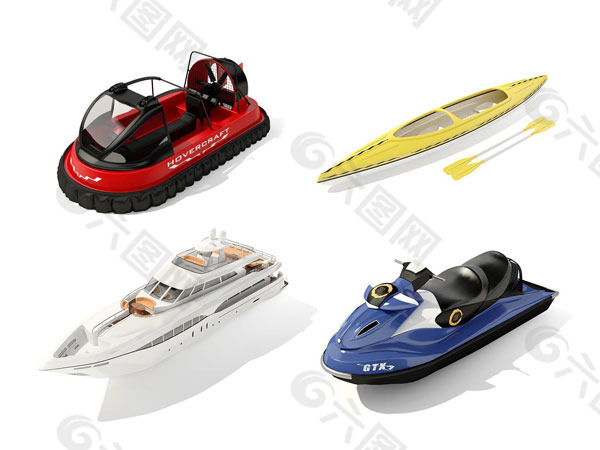 摩托艇游艇独木舟充气船3d模型