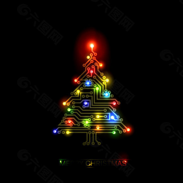多彩圣诞树02——矢量素材
