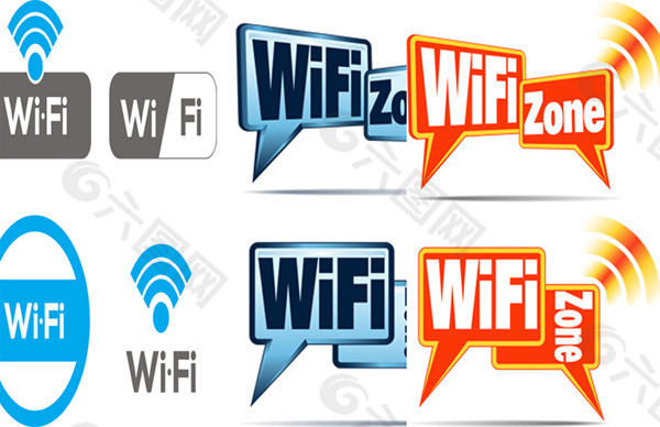 WiFi无线网络图标矢量素材