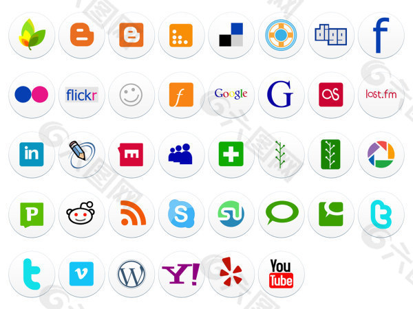 著名web2.0网站logo圆形png图标