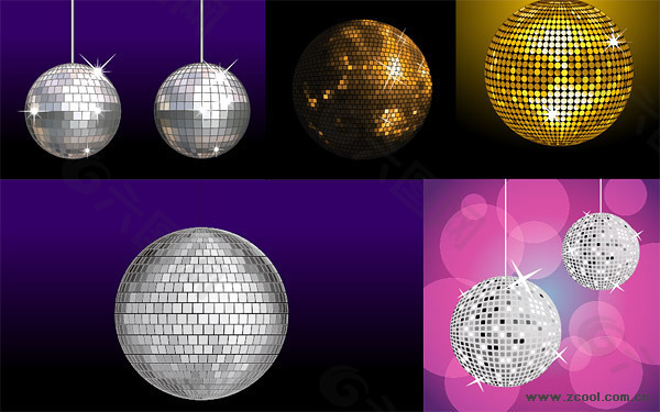 多款disco水晶球矢量素材
