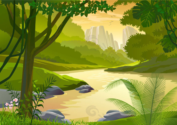 卡通自然景观09—矢量素材