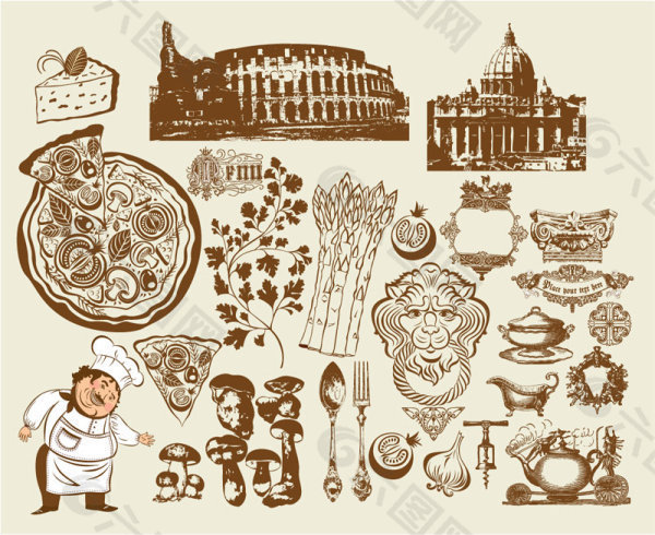 欧式餐厅图案——矢量素材