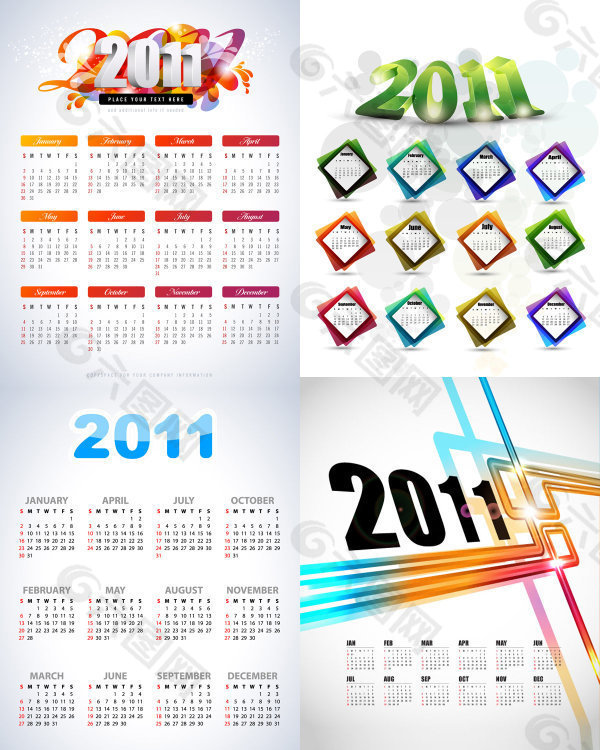 2011年精美日历模板— 矢量素材
