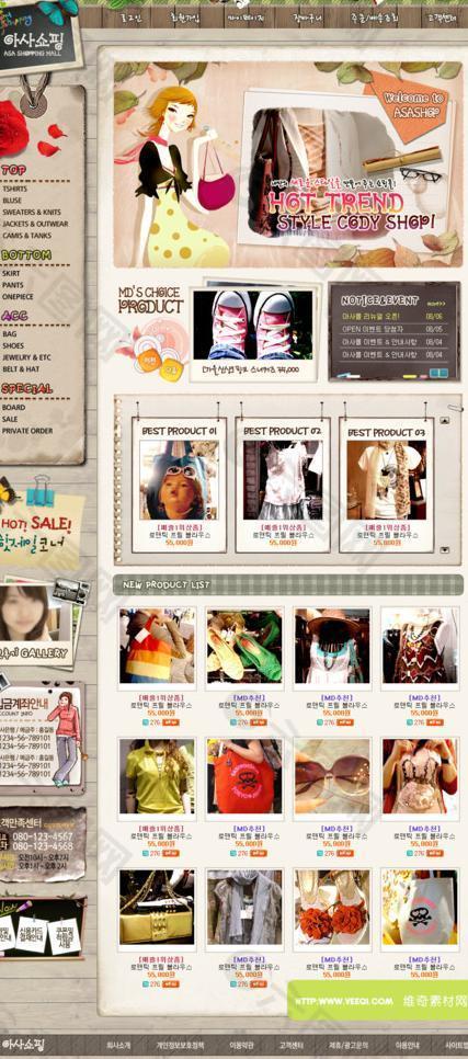 韩国精美网店购物网站模板图片