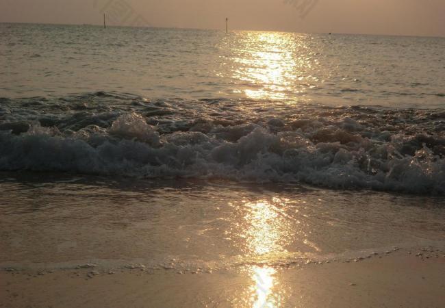 海滩 夕阳图片