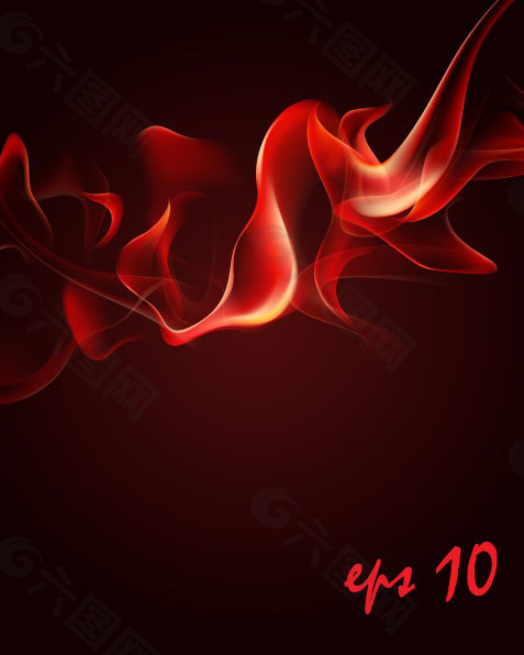 红色烟雾火焰矢量素材-3