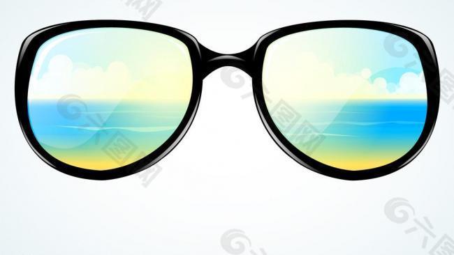 海滩海边度假太阳眼镜图片