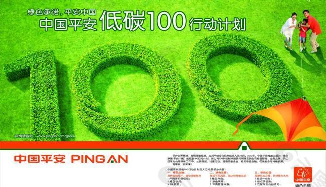中国平安低碳100海报(不分层)图片