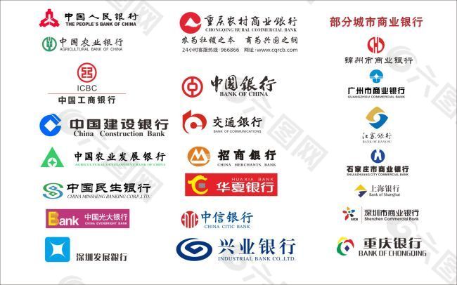 各大银行logo矢量图