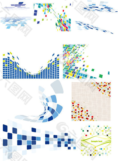 9款方块排列组合矢量素材