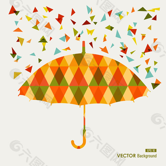 色彩雨伞矢量素材-1