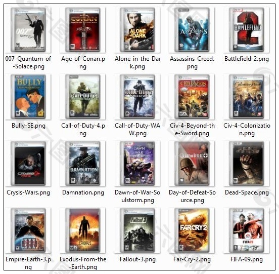 50个电脑游戏和电影封面png图标-1