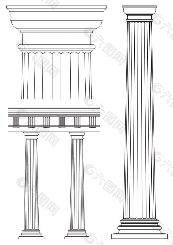 精美复古欧式罗马柱矢量素材
