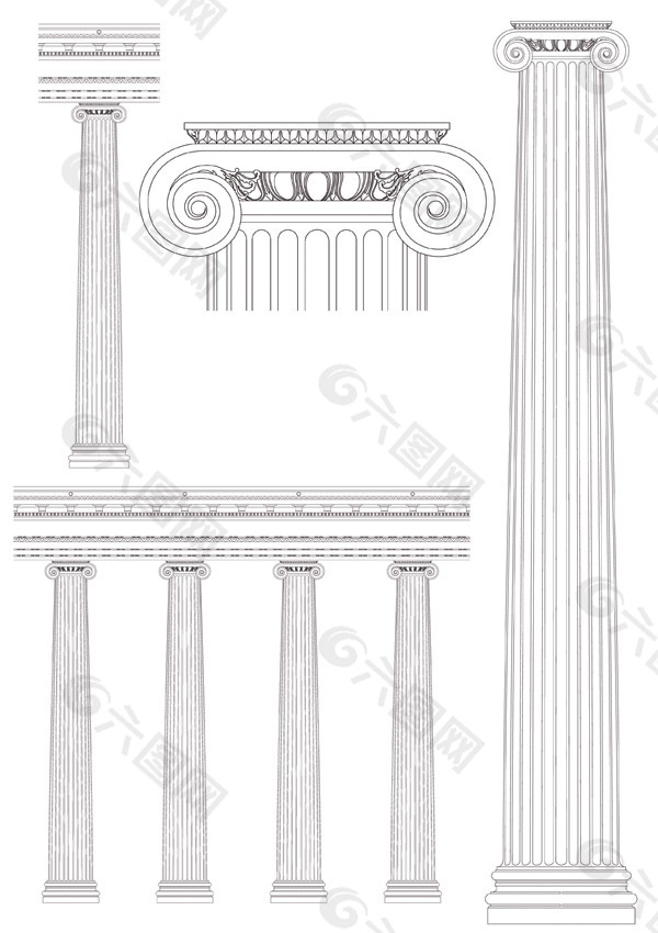精美古典罗马柱矢量素材