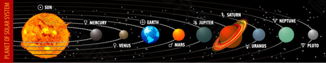 天文太阳系九大行星矢量效果图