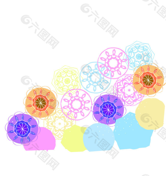 AI矢量素材 多彩的车轮  花朵