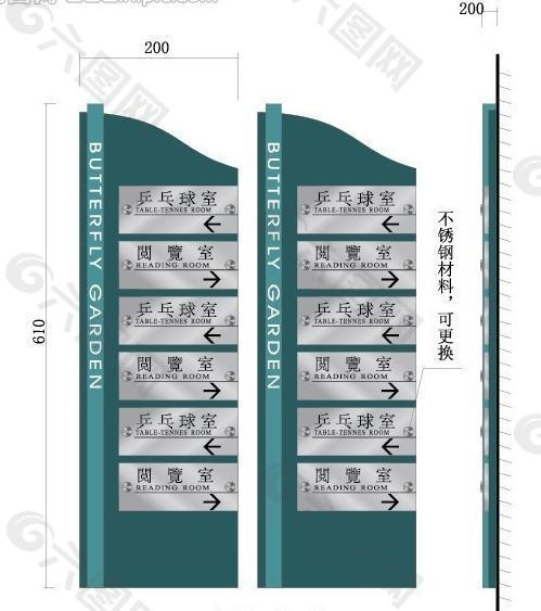 会所多项指示牌正面和侧面ai设计图图片