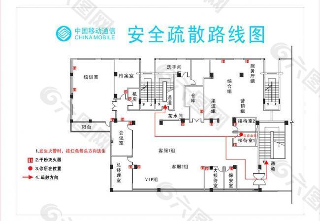 安全疏散线路图图片