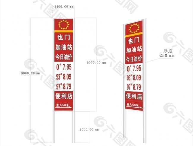 加油站灯箱效果指示牌模型图片