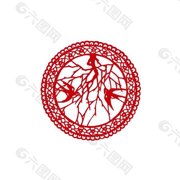 中国剪纸燕子