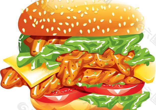 酷汉堡（完全分层 可以任意改色）图片