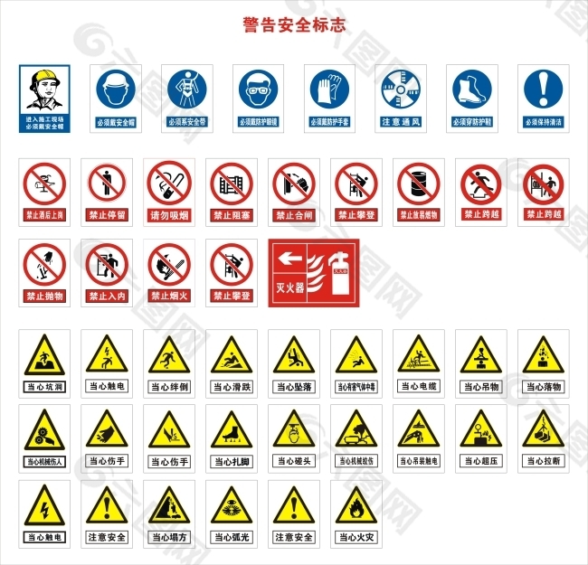 警告安全标志集