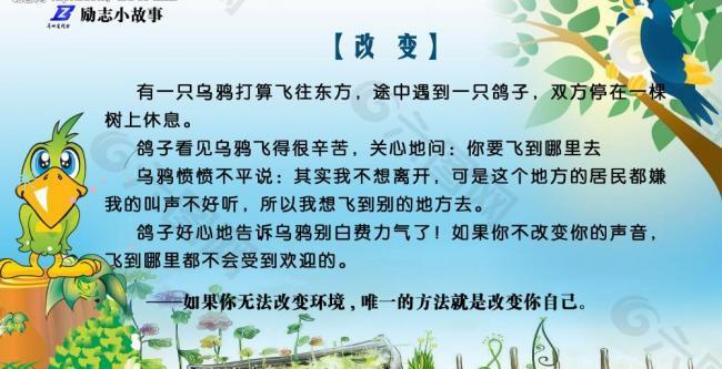 励志小故事 改变 学校宣传栏模板图片