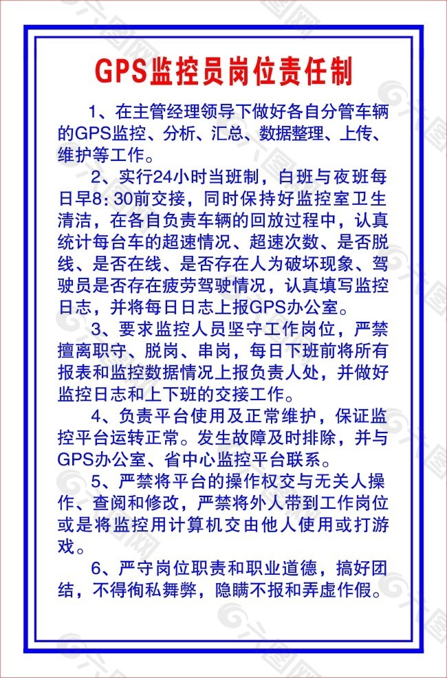 GPS监控员岗位责任制