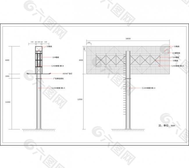 户外高炮广告牌施工图图片