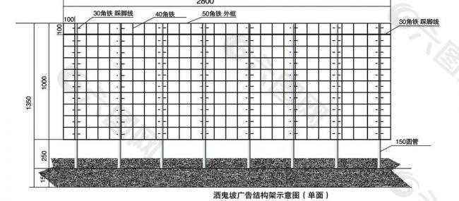 户外广告架结构图图片