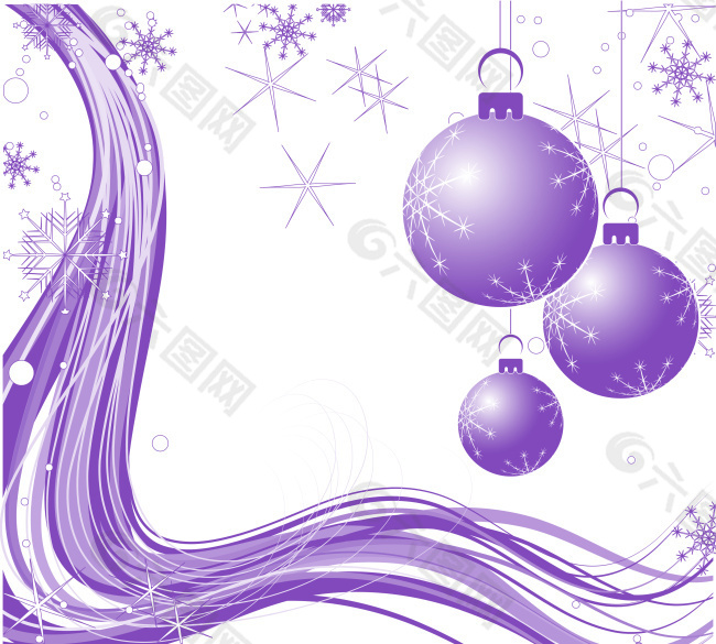 紫色圣诞彩球背景图片